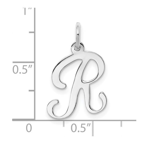14k White Gold, Sophia Collection, Small Script Initial R Pendant - Picture 4 of 5
